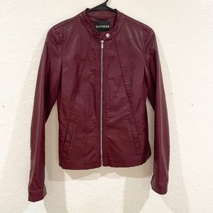 Express - Maroon Leather Jacket Small